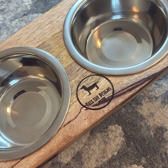 Park Life Hearth & Haven Mango Wood & Stainless Steel Elevated Small Dog Bowl - Picture 9 of 9